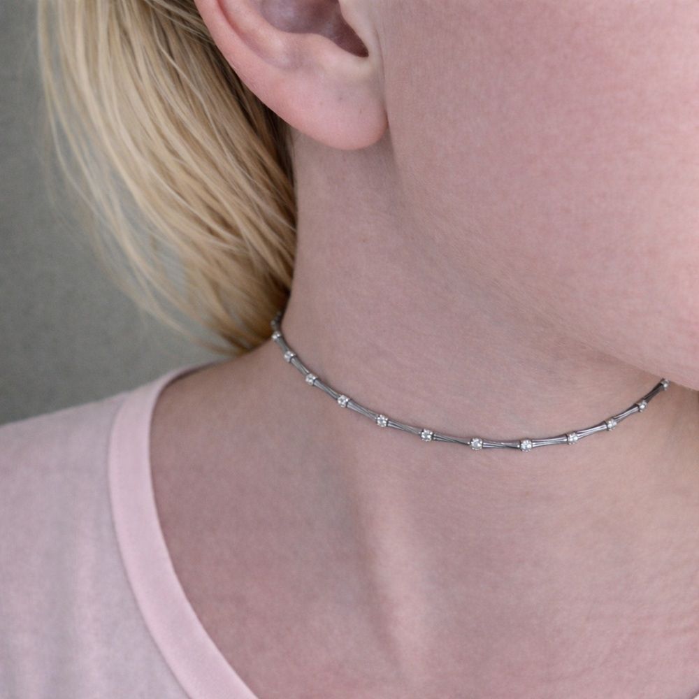 Dazzling Silver Choker Necklace